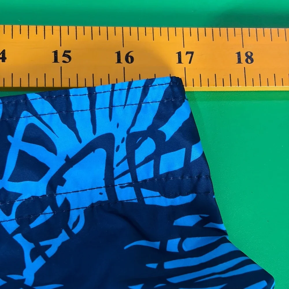 Raya Sun Swim Trunks Men XL Blue Tropical Palm Leaf AOP Board Shorts Vacation